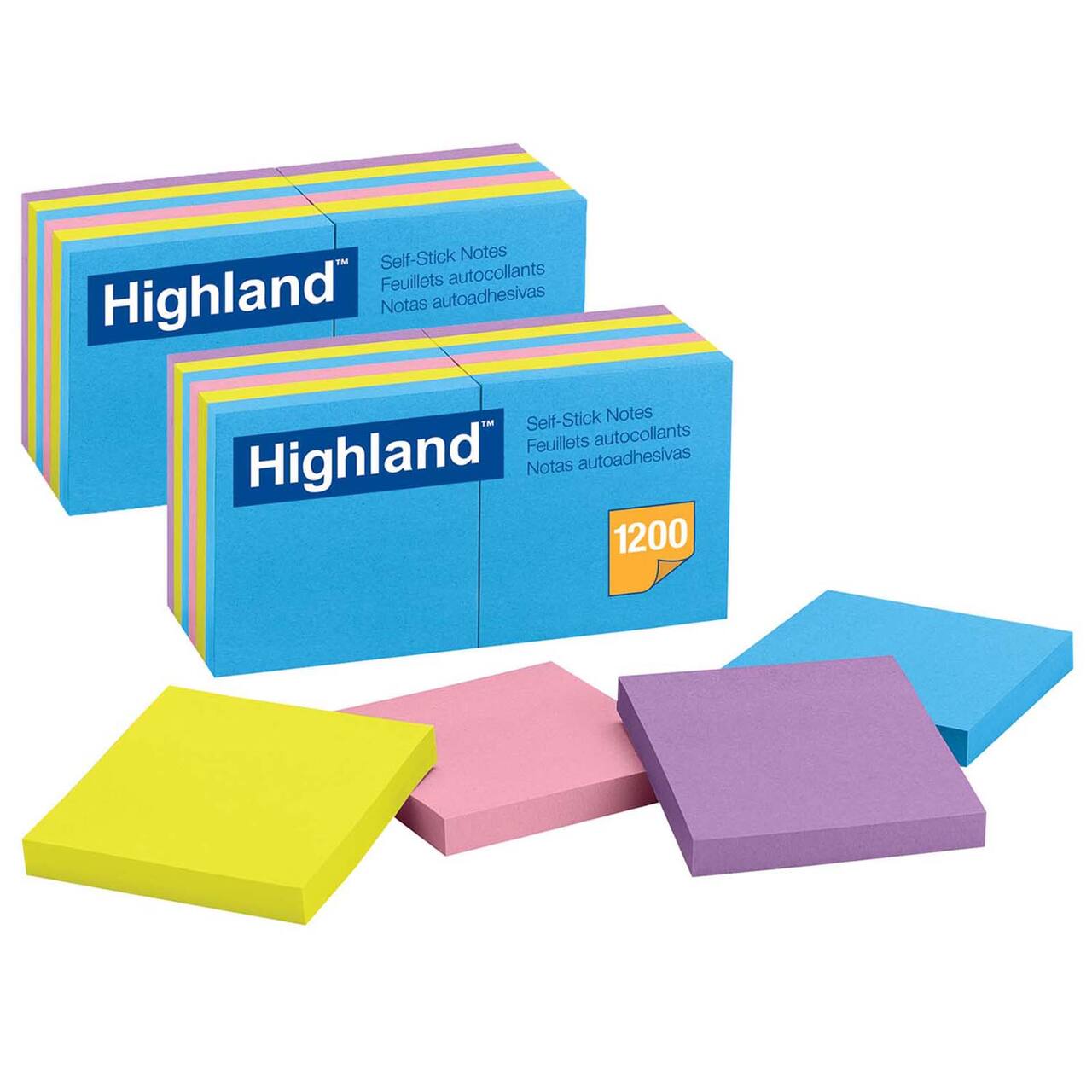 Highland™ 3" x 3" Multicolor Sticky Notepads, 2 Packs of 12